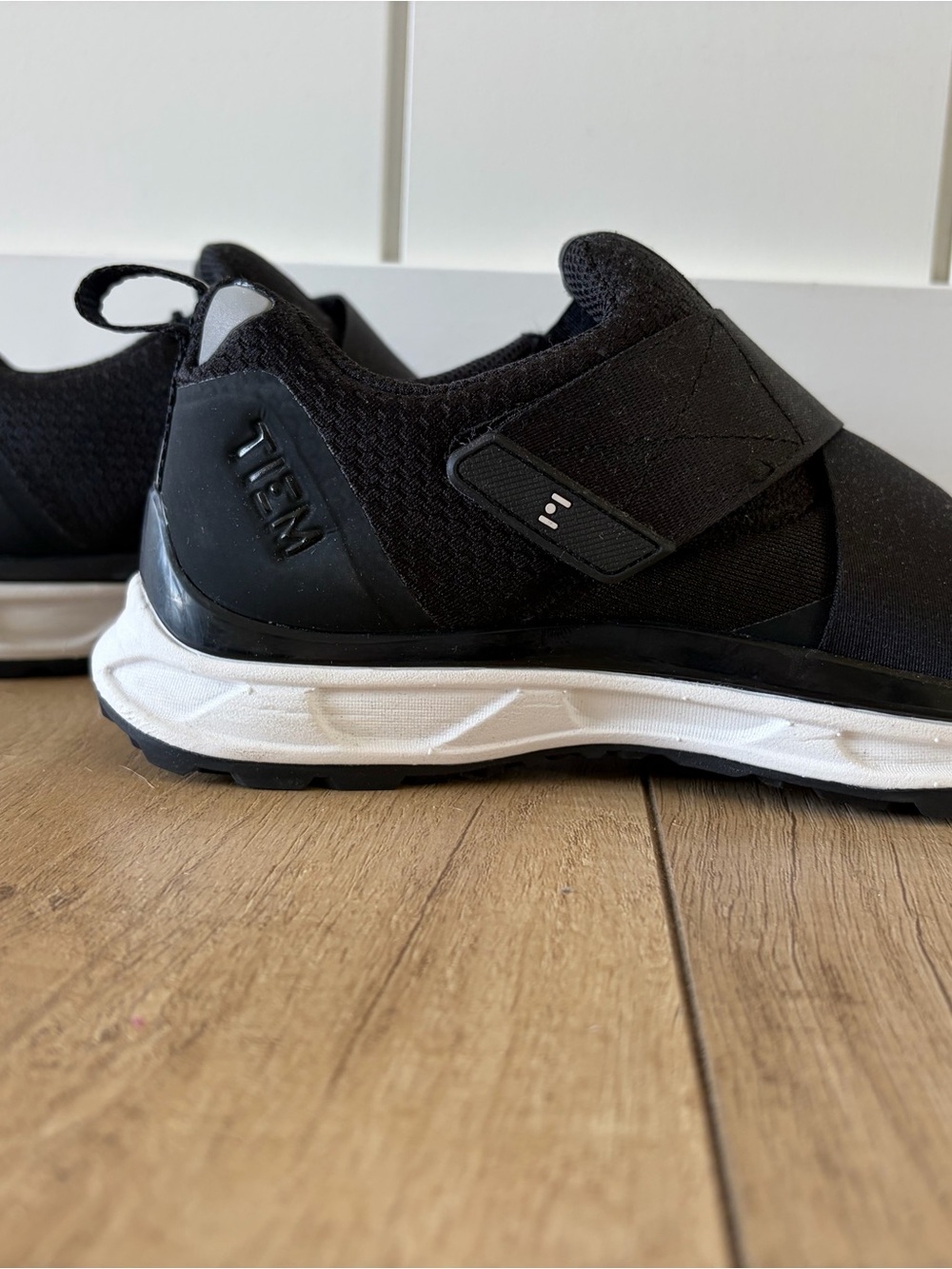 Black Athletic Slip-On Sneakers with White Midsole
